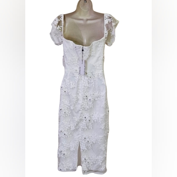 Dress The Population Tara White Gold Embroidered Lace Wedding Dress,Large,NWT - Picture 4 of 16